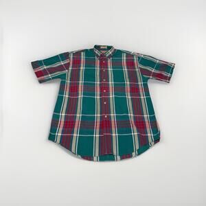 Adirondack 90 80s Vintage Plaid Short-Sleeve Button-Up Shirt Plaid Sz Large(A14